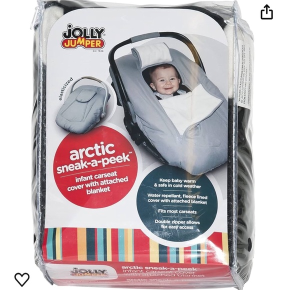 Jolly Jumper Artic Sneak-A-Peak Infant Carseat Cover with Blanket in Black NWT - Picture 4 of 9